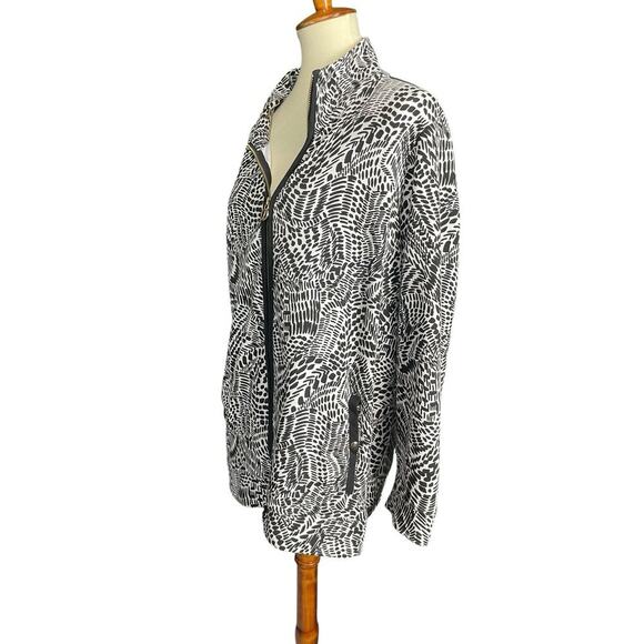 Jones of New York Zip Up Cardigan Women Size 2X Black and White Pattern Casual - Picture 3 of 14